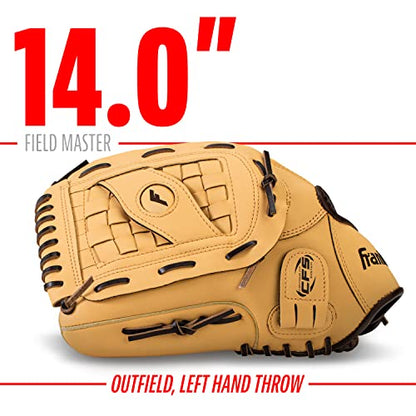 Franklin Sports Field Master Baseball + Softball Glove - Field Master Adult + Youth Baseball + Softball Mitt - Men's + Women's Gloves - Right Hand Throw - color: Camel, style: 14" - Basket Web