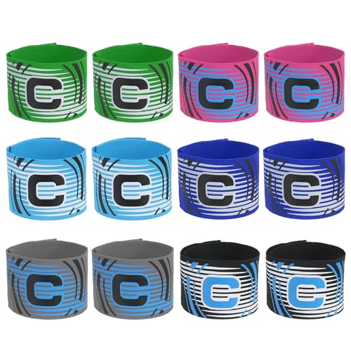 PATIKIL Soccer Captain Armband, 12 Pcs Captain Arm Bands for Soccer Elastic Captain C Arm Band Sports Captain Armbands for Youth Adult Football Team Training 6 Color