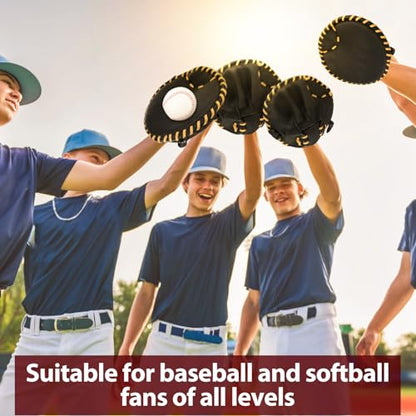 VioraWhite Pancake Baseball and Softball Training Glove with Practice Foam Ball - Flat & Soft Premium PVC Fielding Gear for Right-Hand Throw, Great Choice for Teens - color: Black