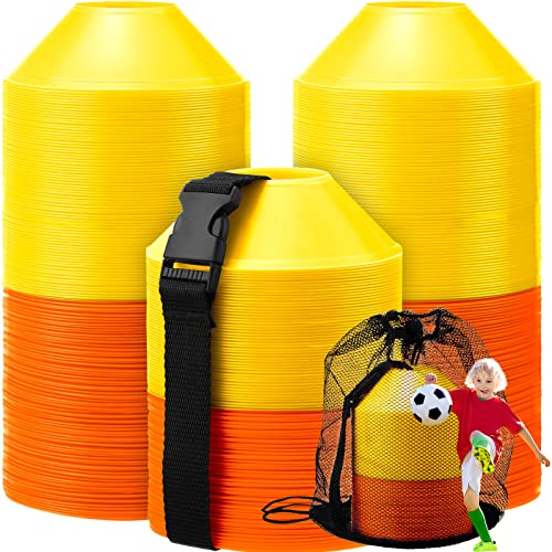 Hanaive 100 Pieces Mini Soccer Cones for Sport Drills 5 Inch Agility Disc Cones with Accessories for Kids Football Training - color: Orange,Yellow