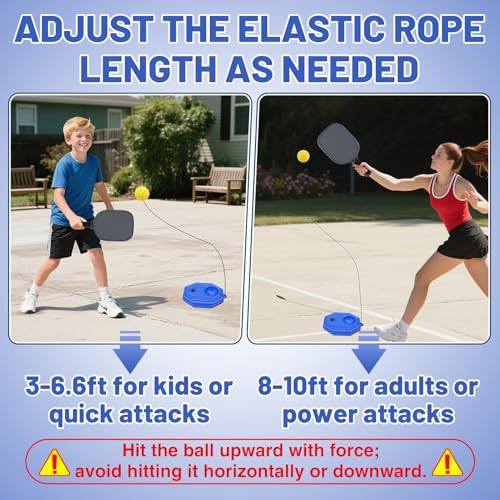 High Elasticity Pickleball Trainer - Double Upgraded Match Buddy Pickleball Rebounder with 164FT Rope & 2 TPR Balls, Training Aid Solo Practice Accessories for Beginner