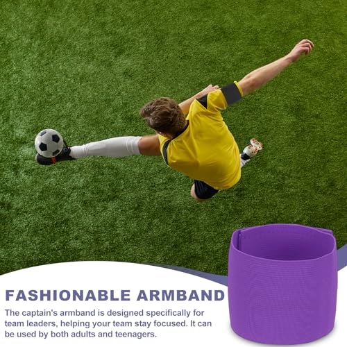 Soccer Captain Armband, Elastic Wrist Arm Bands Adjustable Player Team Leader Anti-Slip Badge Sports Accessories-Fit - color: Purple