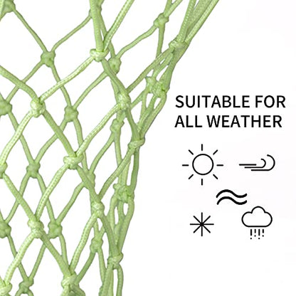 Sanung Fluorescent Basketball Nets Night Glow with 12 Loops 6 Knots All-Weather Anti-Whip Luminous Basketball Net Replacement for Indoor Outdoor Glow in the Dark, Set of 2