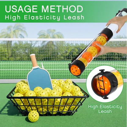 Soulchen 2 Pack Ball Retriever Upper Compatible with Pickleball Tennis Pickup Tube Holds 11/16 Balls with Shoulder Strap Easy Pickup Portable Ball Holder Storage Compatible with Pickleball - size: 11 Balls