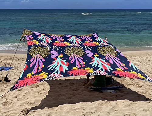 Neso Grande Portable Beach Tent Sun Shelter - Lightweight Beach Shade Canopy - Easy Setup for Family Outings - Patented Reinforced Corners - UPF 50+ Sun Protection - 7ft Tall, 9 x 9ft - color: Save the Reef