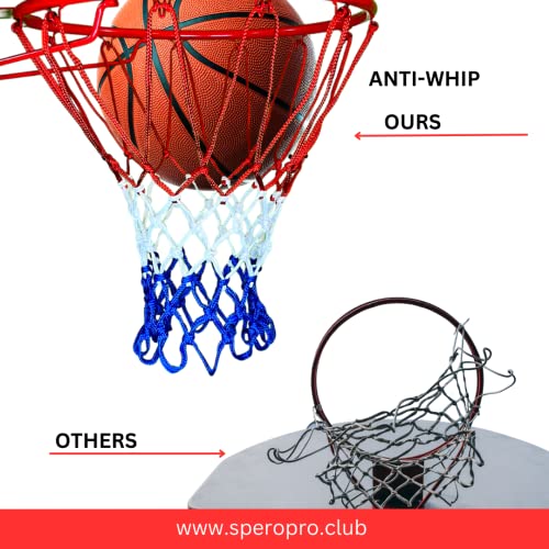 SperoPro Basketball Net - 7.16 Oz Professional Basketball Net Replacement Outdoor All Weather Anti Whip - Heavy Duty Basketball Hoop Net Replacement for Indoor or Outdoor Rim