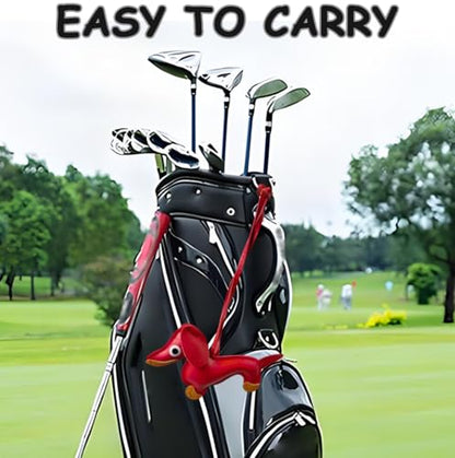 2PCS Golf Tee Leash and Anchor, Dachshund Golf Tee Leash Set, Prevent Tee Loss, Fun Golf Accessory Gift for Dog Lovers, Red & Yellow