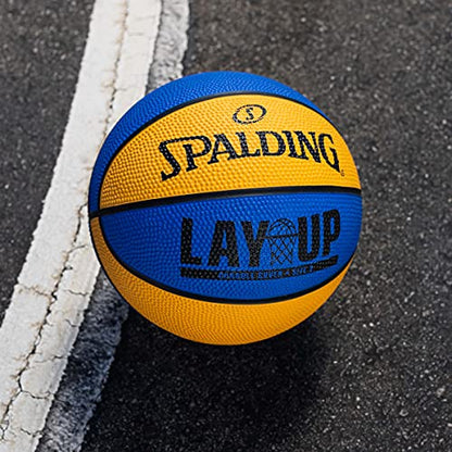 Spalding Layup Mini Rubber Outdoor Basketball - color: Lay Up - Blue/Orange