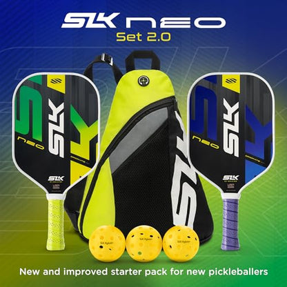 Selkirk Sport SLK Pickleball Paddles Set of 2 | Designed in The USA | Choose The SLK Neo Graphite, SLK Neo Fiberglass Pickleball Set or SLK Atlas Pickleball Bundle - color: Green & Purple | Neo Graphite