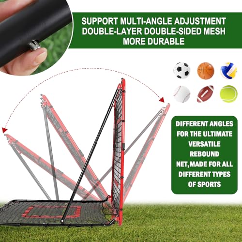 BaseGoal Baseball and Softball Rebounder Net,Baseball Rebounder,Volleyball Rebounder,Pitch Back Net,Multi-Sport Training Rebound Screen,with Pitching Target,Easy Adjustable Angles - style: 47x47 in Red