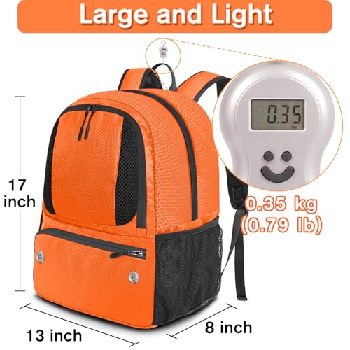 YOREPEK Soccer Backpack,Soccer Bag with Ball Holder, Water resistant Sport Equipment Bags Fit Basketball Volleyball Football - color: Orange