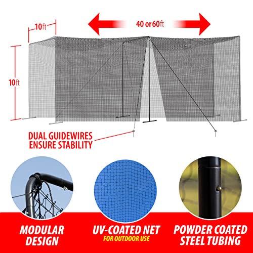 ANYTHING SPORTS Full 40 and 60 Foot Batting Cage. Perfect Baseball Batting Cage, Softball Batting Cage, Complete Package with Frame and Netting