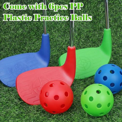 3 Pack 36" Backyard Golf Club with 6 Balls Outdoor Game Set, Right Hands Training Practice Course Portable Golf Play Gift for Family Beach Camping Lawn Park Yards Grass Home Indoor