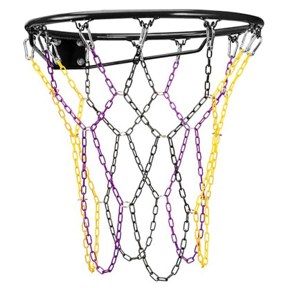 Dakzhou Basketball net, Metal Chain Net Braided Permanent Rust Proof (12 Links), Quick Installation - color: Purple/Yellow/Black