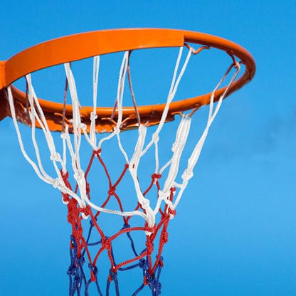 2pcs Polyester Basketball Nets Replacement, 3.0mm Sturdy Woven Mesh, Tricolor, Professional Ball Accessories for Outdoor Basketball Hoops and Courts