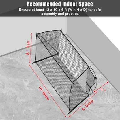 MOXOW 10 x 8 ft Golf Cage Practice Hitting Net with HD Simulator Screen - High-Impact Screen and Safety Structure Design for Indoor & Outdoor Golf Training