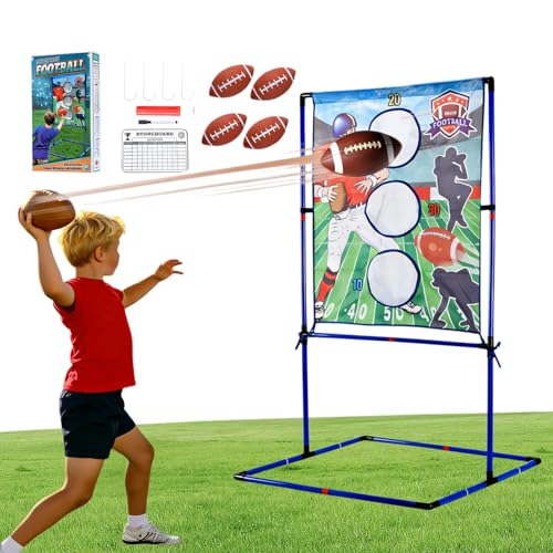 Football Toss Game Set with 4 Inflatable Balls – Football Throwing Target Toy for Kids Ages 8-12, Indoor & Outdoor Sports Activity for Boys and Girls Ages 3+