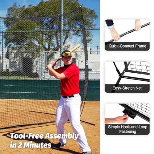12x9ft / 16x10ft Barricade Backstop Net, Ball Sports Barrier, Practice Net for Baseball, Softball, Lacrosse, Soccer, Basketball and More - style: 12x9 ft - Black