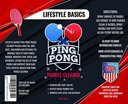 Lifestyle Basics Ping Pong Paddle Cleaner - Rubber & Wood Cleaner for Table Tennis Rackets - 3 Pack Microfiber Cleaning Cloths - Non-Abrasive, Reusable, Washable