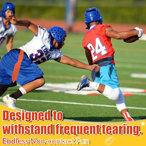 Flag Football Belts, Flags for Flag Football Set 14 Player, Flag Football for Kids Adults and Youth Training Equipment - color: Blue and Orange