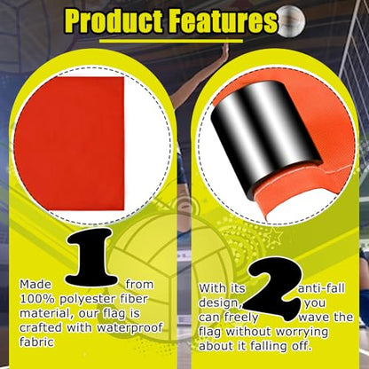 Volleyball Flags Line Judge, 2PCS Referee Flags Volleyball Lightweight Referee Equipment for Volleyball, Track and Field