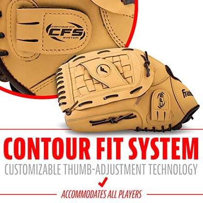 Franklin Sports Field Master Baseball + Softball Glove - Field Master Adult + Youth Baseball + Softball Mitt - Men's + Women's Gloves - Right Hand Throw - color: Camel, style: 14" - Basket Web