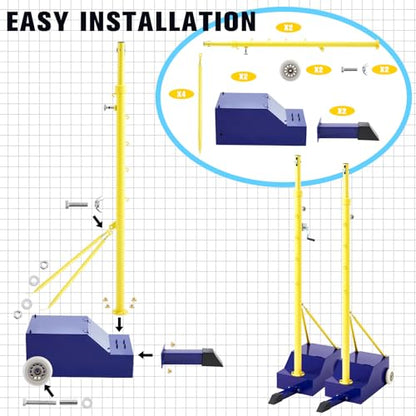 Volleyball Poles for Backyard with Net, Indoor Outdoor Heavy Duty Adjustable 4 Heights of 5-6.8 Foot with Wheels for Adults Stadium Garden
