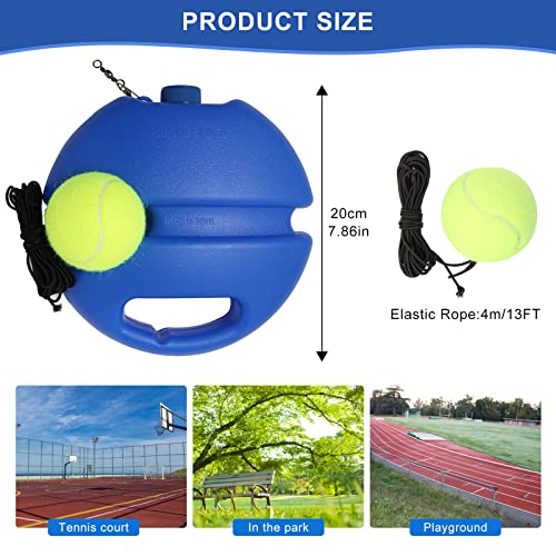 Tennis Trainer Rebound Ball for Self Practice, 3 Balls with String, Anti-Tangle Hook, Vibration Dampeners, Overgrip, Color Box