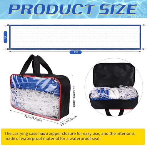 Replacement Pool Volleyball Net Adjustable Length 15ft - 25ft, Portable Volleyball Net for Outdoor Backyard Swimming Pool Beach - color: blue