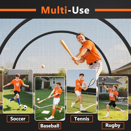 ORIENGEAR Baseball Batting Cage for Backyard, 20 x 13 x 9 ft, Fully Enclosed Hitting Cage, Baseball and Softball Training Cages, Backyard Hitting and Pitching Practice Net with Frame, 1.25" Mesh