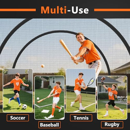 ORIENGEAR Baseball Batting Cage for Backyard, 20 x 13 x 9 ft, Fully Enclosed Hitting Cage, Baseball and Softball Training Cages, Backyard Hitting and Pitching Practice Net with Frame, 1.25" Mesh