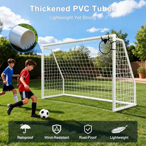 MOPHOTO Soccer Goal, 6X4/8x6/10x6.5/12x6/16x7/18.5x6.5/21x7/24x8ft Soccer Goals for Backyard, Full Size Soccer Goal for Teens & Adults Training - size: 10x6.5FT, style: PVC-Foldable