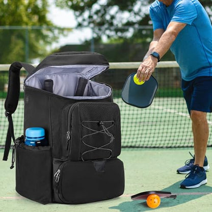 GOBUROS Pickleball Paddle Bag Backpack for 4 Rackets with Fence Hook, Pickleball Equipment Bag with Shoe Compartment for Men Women, Bag Only