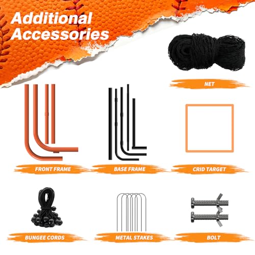 Baseball Rebounder Net, Portable Bounce Back Trainer for Baseball & Softball with 4 Adjustable Return Angles, 4 x 4.5 ft Practice Tool for All Skill Levels