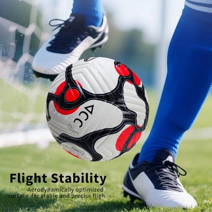 Soccer Ball Size 5,4 – Thermal Bonded Waterproof PU Leather, Professional Training & Match Ball for Youth & Adults, with Pump & Bag, Training Gift Set - color: red