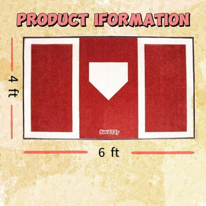 Baseball & Softball Hitting Mat - 6x4ft Anti-Slip Rubber Base, Home Plate with Batters Box, Foldable 12LB Design - Indoor/Outdoor Training for Left/Right Hitters, with Carry Bag