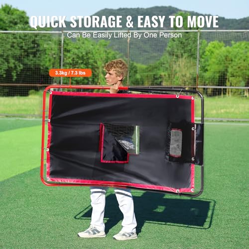 VEVOR Baseball and Softball Rebounder Net, PitchBack Baseball Pitching Net, Volleyball Pitch Return Trainer Rebound Net with Pitching Target, All Angle Fielding Rebound Net for Grounders Pop Flies - style: 3X4.5FT(upgraded 2IN1)