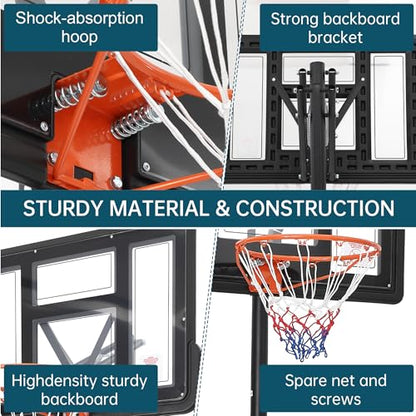 Basketball Hoop Outdoor Adjustable, 10 Ft Portable Basketball Hoop for Adults, Kids, and Youth in Indoor, Backyard, Driveway with Gym