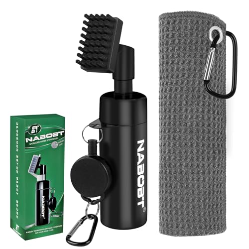Golf Towel and Brush Set, Premium Golf Towel(16x16 inch) & Squeeze Water Bottle, Essentials Golf Accessories for Men - color: 2PCS(Brush & Towel)