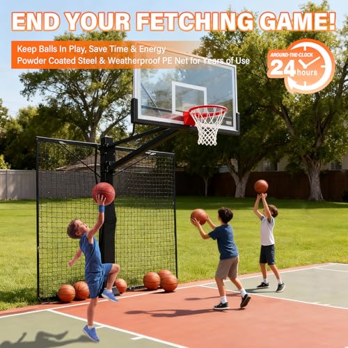 Basketball 2-in-1 Backstop Net+Light Mount System, Standalone Backstop Net, Standalone Light Mount Frame for Backyard Family Play, Fits Standard Hoops(Light NOT Included) - size: 6"×8", style: Standalone Backstop Net