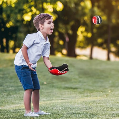 Aodaer 2 Pack T Ball Sets Baseball Glove and Ball Set for Teenager Easy Catch, Yard Lawn Game, Baseball Play - Black and Red