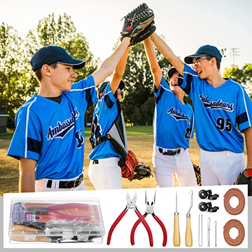 Glove Relacing Kit for Baseball or Softball Mitts Baseball Care Kit Include 2 Strips 78.74 inch Lace Drawstring Threader 4 Glove Locks 5 Lacing Tools with Box