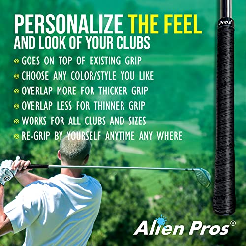 Alien Pros Golf Grip Wrapping Tapes - Innovative Golf Club Grip Solution - Enjoy a Fresh New Grip Feel in Less Than 1 Minute - style: 3-Pack Black Stars