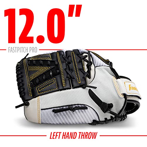 Franklin Sports Girls Softball Glove-Women's Windmill Fastpitch+Slowpitch Softball Glove-Right and Left Hand-Adult - color: White/Gold, size: 12"