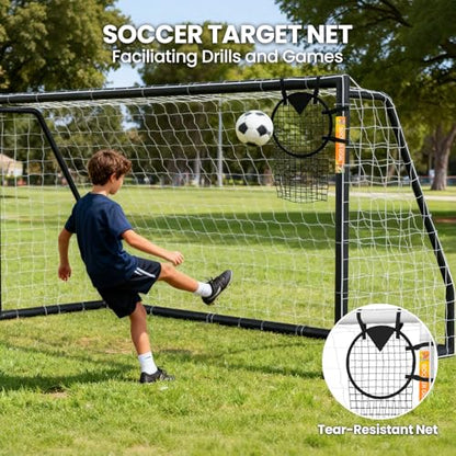 NAIZEA Soccer Goal - 12x6/10x6/8x6/6x4FT Soccer Goals for Backyard, Portable & Weatherproof HPVC Soccers Goal w/Soccer Net Durable Post for Adults & Youth Outdoor's Practice Training - size: 12x6 FT, style: Foldable-Black