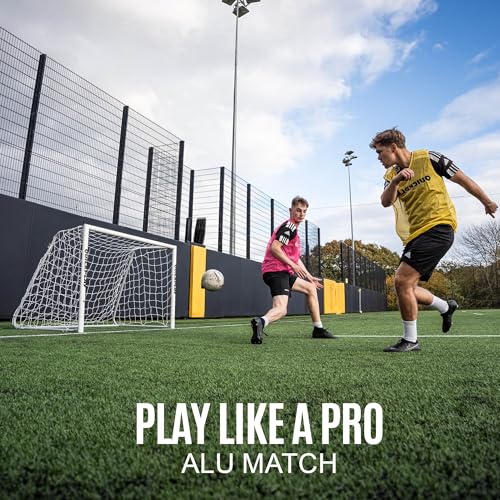 QuickPlay Pro Alu Match60 Portable Aluminum Soccer Goals for Backyard Training - Folding Soccer Goals with 3mm Net for Kids, Teams and Match Play