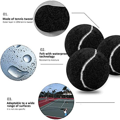 URBEST Tennis Ball 12 Packs Training Tennis Balls Practice Balls for Novice Player, Pet Dog Playing Balls with Mesh Carry Bag - color: Very Black
