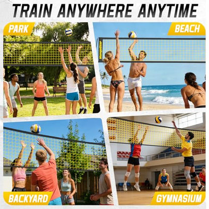 MangoStar Volleyball Net, 12FT Portable Volleyball Net for Backyard Beach, Adjustable Height, Freestanding Volleyball Net with Carry Bag for Indoor&Outdoor, Professional Net for Hitting&Serving