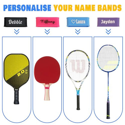 2 Pcs Custom Pickleball Paddle Name Bands - Personalized Silicone Ring Grip Bands for Paddles Grip on Racket Racquetball for Pickleball Lovers