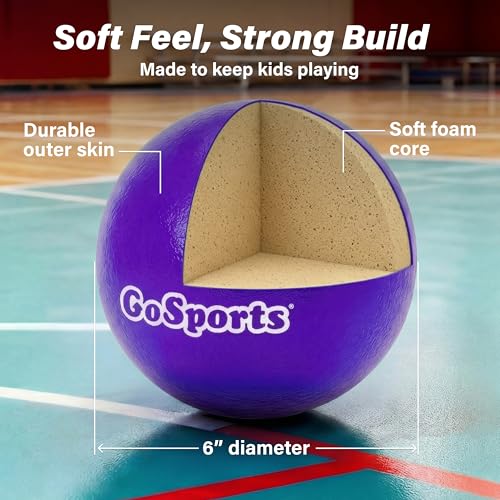 GoSports Soft Skin Foam Playground Dodgeballs - Set of 6 Includes Mesh Carry Bag - color: 6" Multicolor